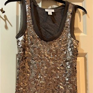 LOFT Grey Sequin Tank